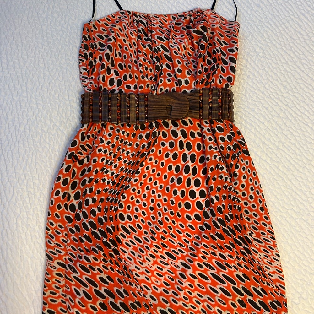 City Triangle Vibrant Bright Orange and Black Animal Print Mini Dress